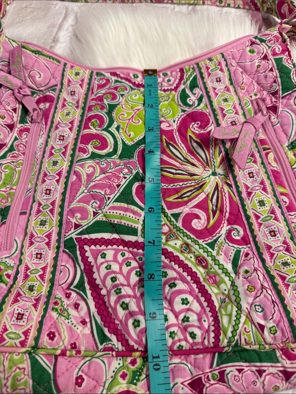 Vera Bradley Pink & Green Paisley Quilted Shoulder Bag with Matching Wallet - Picture 6 of 16